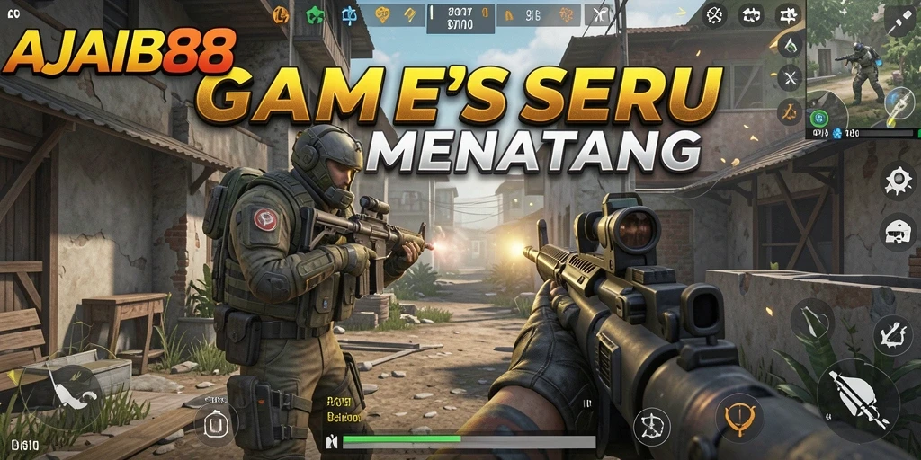 Tangkapan layar dari gameplay <strong>AJAIB88</strong> yang intens dalam pertempuran FPS.