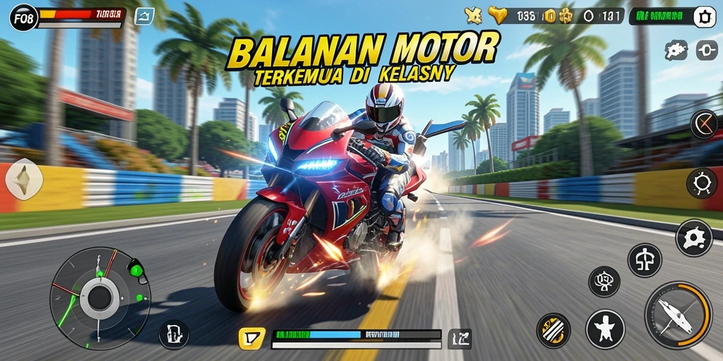 Tampilan gameplay mendebarkan dalam FO8 yang menghadirkan balapan motor.