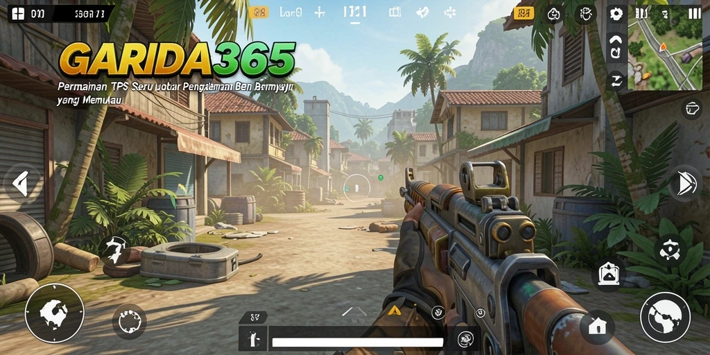 Tampilan aksi seru dari gameplay GARUDA365 dengan berbagai karakter dan senjata.