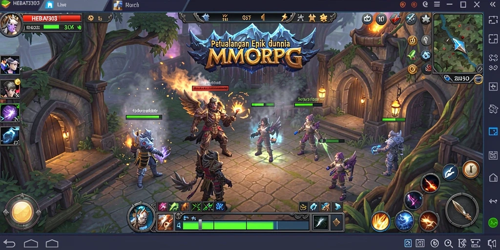 Tampilan gameplay HEBAT303 menampilkan aksi seru dalam dunia MMORPG.