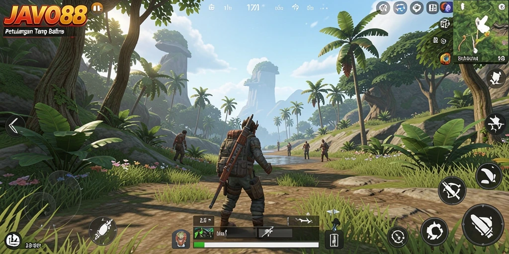 Gameplay JAVO88 yang menampilkan dunia terbuka yang luas.