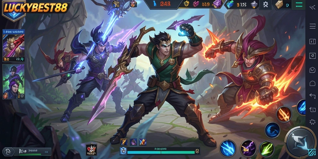 Screenshot LUCKYBEST88 menampilkan aksi seru dalam pertarungan MOBA.