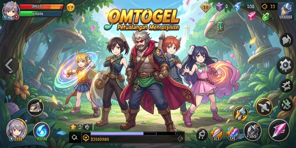 Screenshot dari gameplay OMTOGEL menunjukkan karakter beraksi di dunia anime.