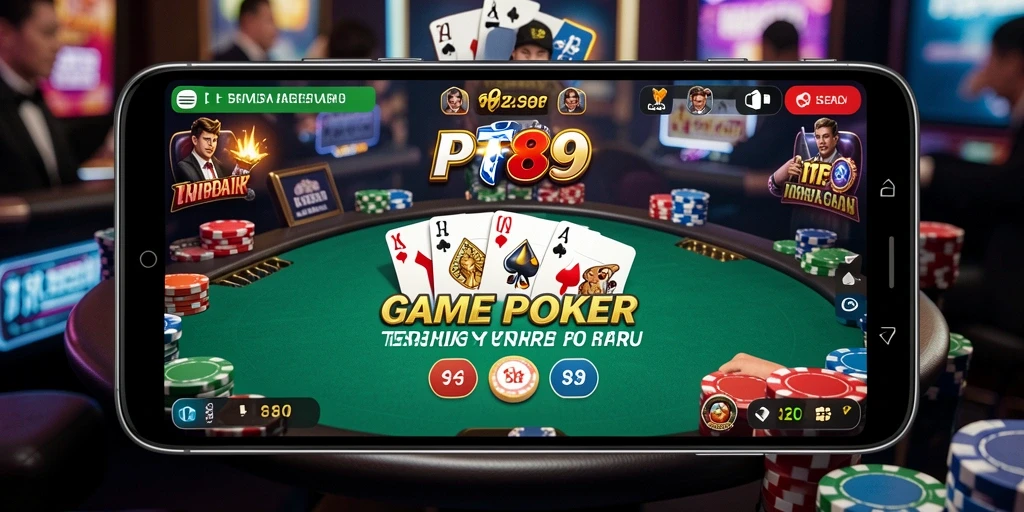 Tampilan gameplay PT89 dengan aksi poker yang mendebarkan.
