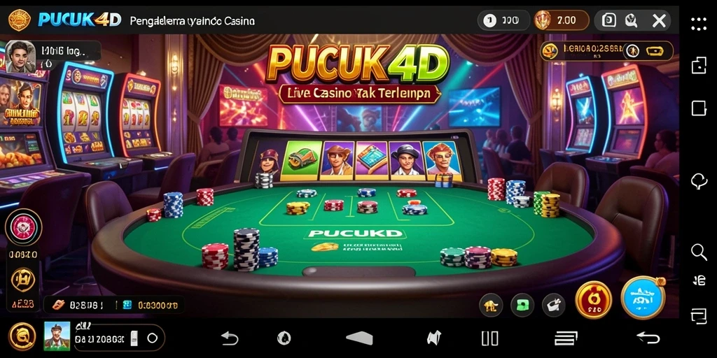 Screenshot gameplay PUCUK4D menampilkan dealer langsung dan suasana kasino yang hidup.