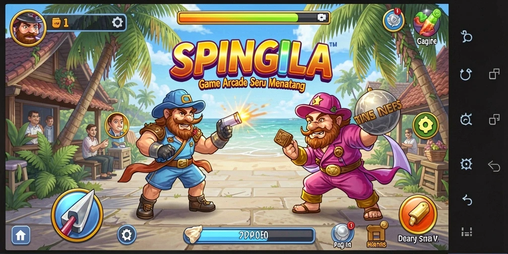 Tampilan gameplay SPINGILA yang seru dengan karakter bergerak cepat.