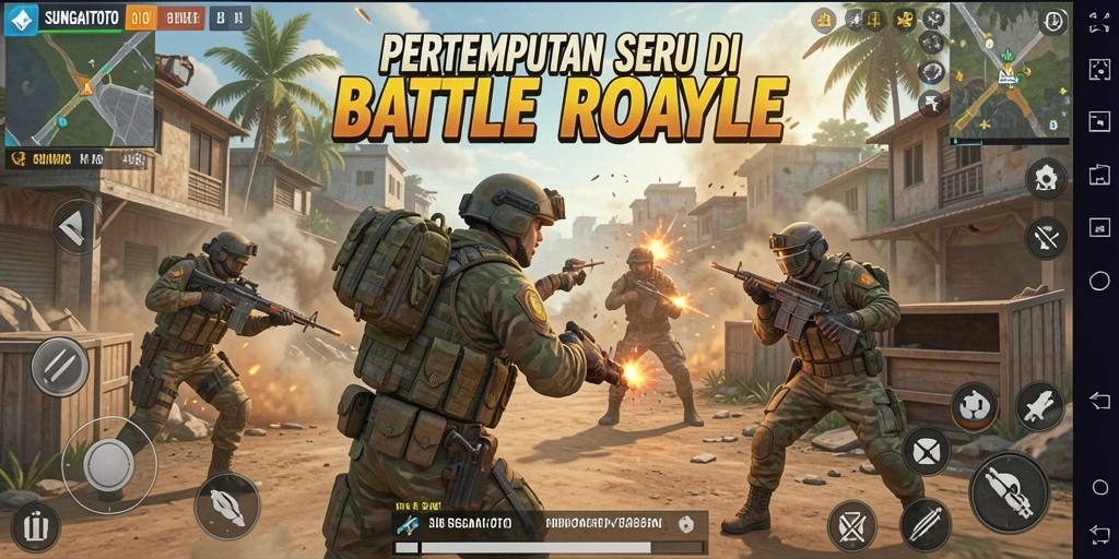 Tangkapan layar SUNGAITOTO yang menunjukkan aksi pertempuran Battle Royale.
