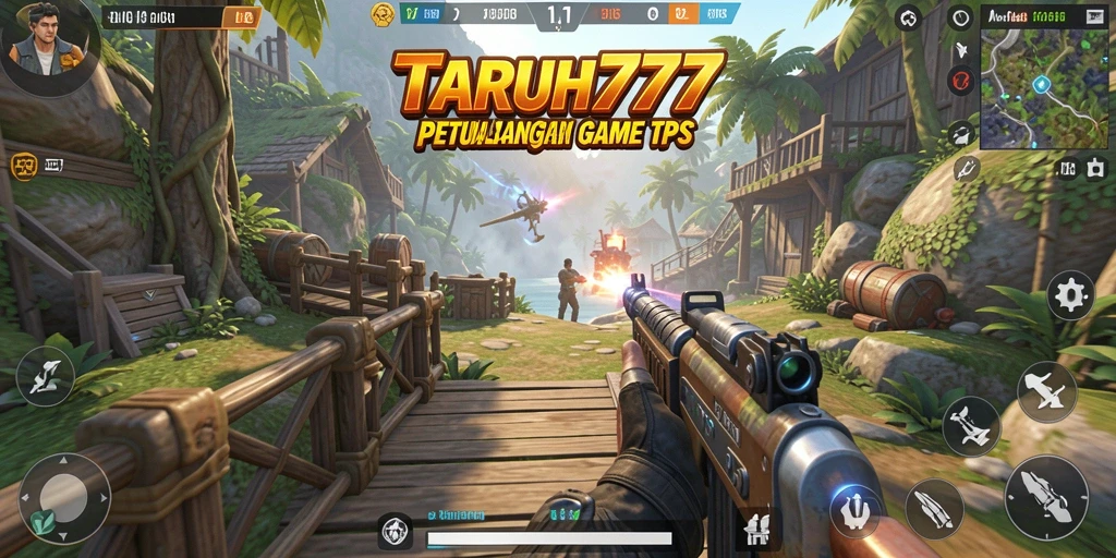 Screenshot menunjukkan aksi seru dalam game TPS TARUH777.