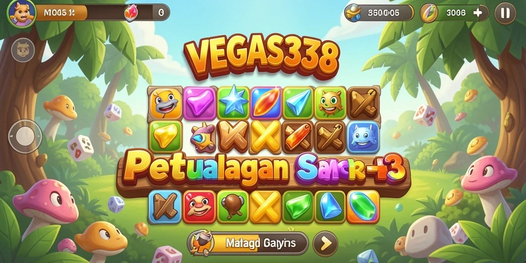 Gameplay seru dari VEGAS338 dalam pertandingan Match-3.
