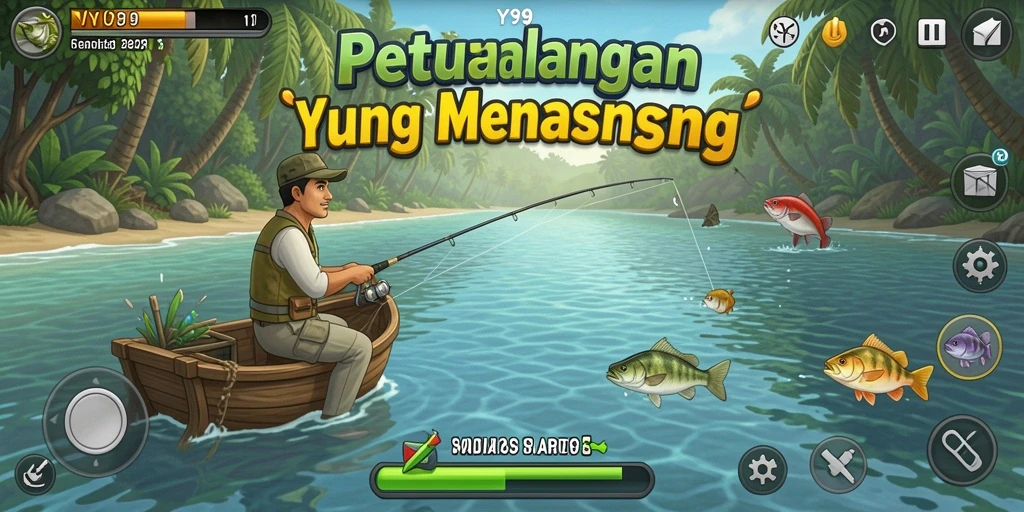 Tampilan gameplay Y89 yang menampilkan aksi memancing seru.